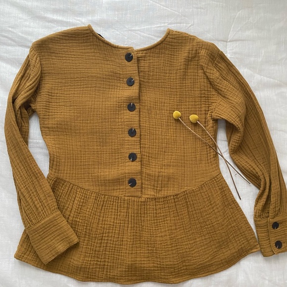 Madewell Button-up Back Mustard Blouse - Picture 2 of 2